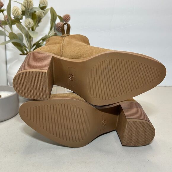 Mia Rhys Heeled Suede Bootie Leather Pull On Brown Women's US 6M NWOB - Picture 6 of 10